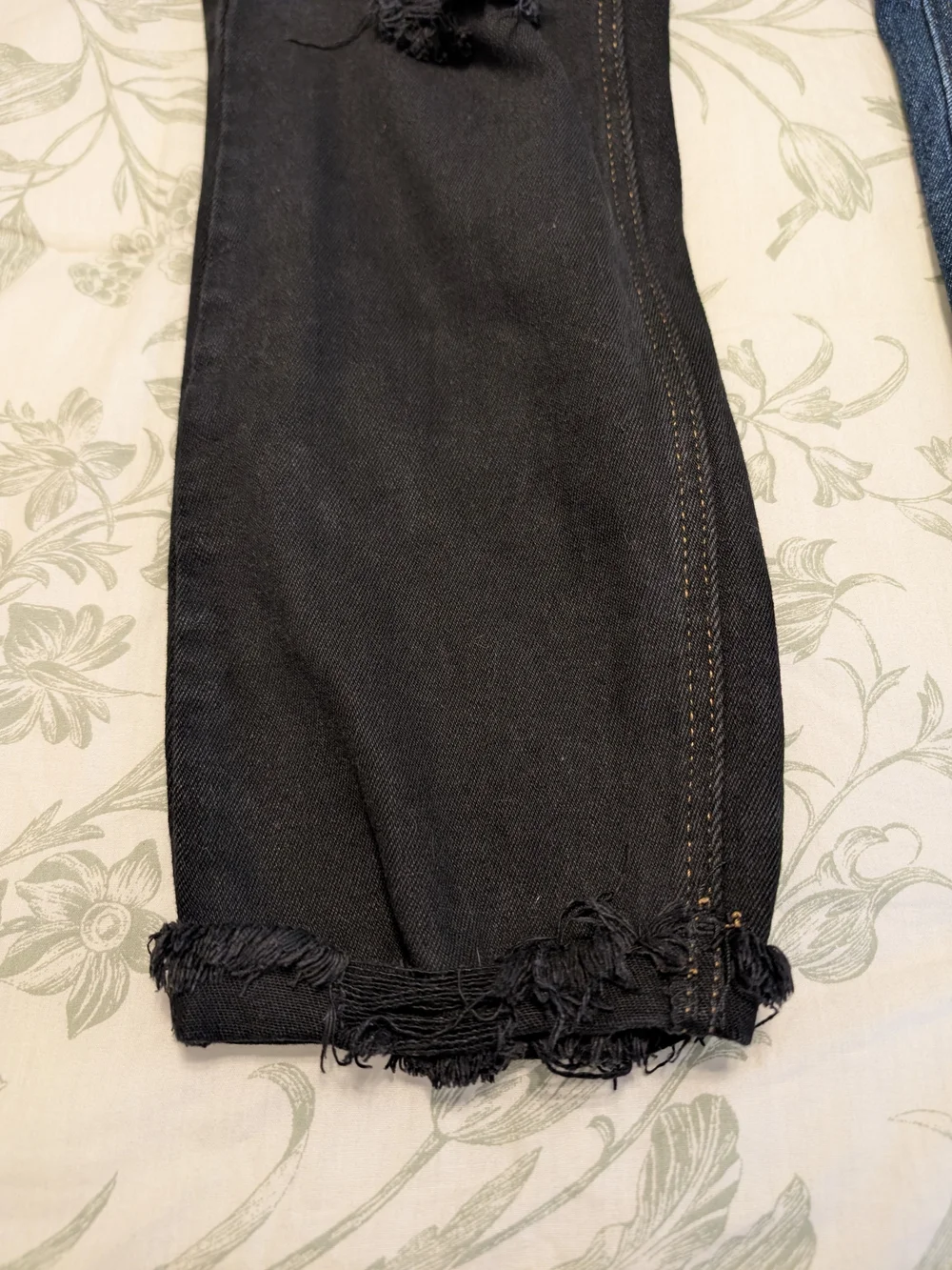 Almost Famous Black and Blue Two-Tone Skinny Jeans with Ripped Details